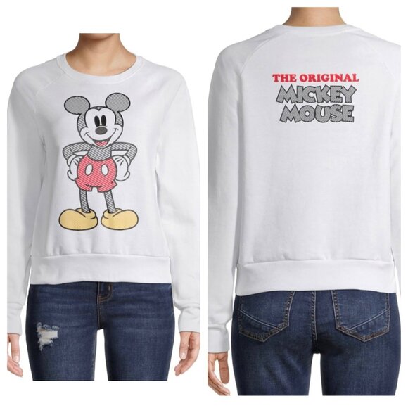 Disney Mickey Mouse Logo Long Sleeve Crew Neck Sweatshirt Junior Ladies, Size XS - Picture 1 of 8